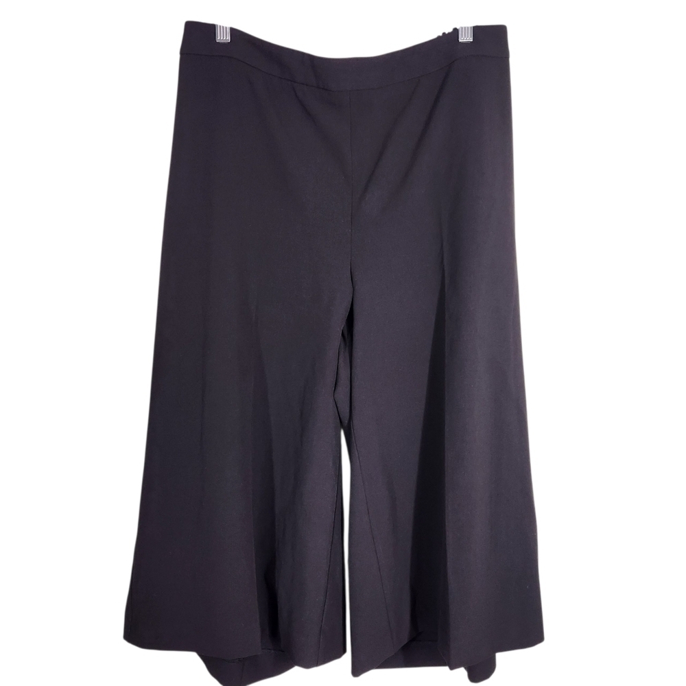 Catherine's Black Wide Leg Cropped Pants, Sz 0X 14/16